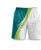 Teal, White & Lime Teqball Shorts – Bulk Team Shorts, Low MOQ, Wholesale Performance Sportswear