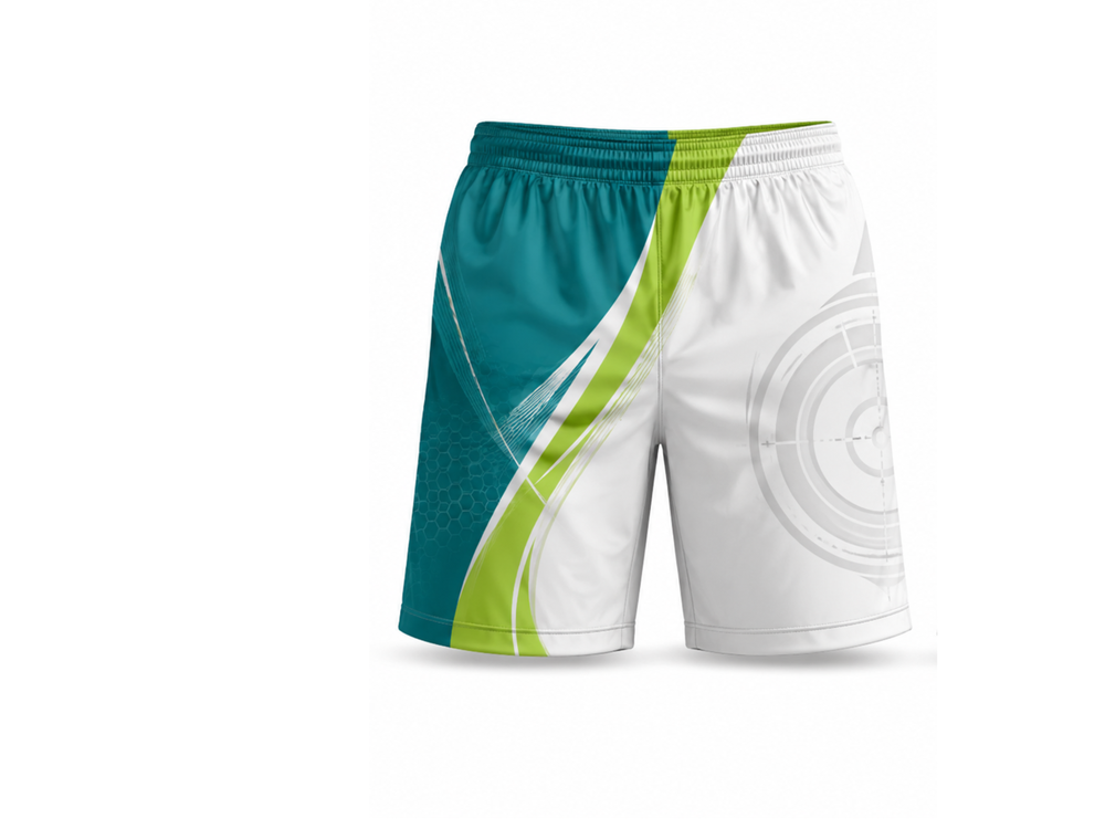 Teqball Shorts Teal White & Lime Bulk Team Shorts Low MOQ Performance Sportswear front design preview