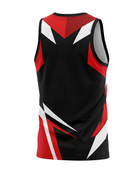Basketball Tank Top – Custom Sublimated Red Black Zigzag Design | Wholesale Manufacturer