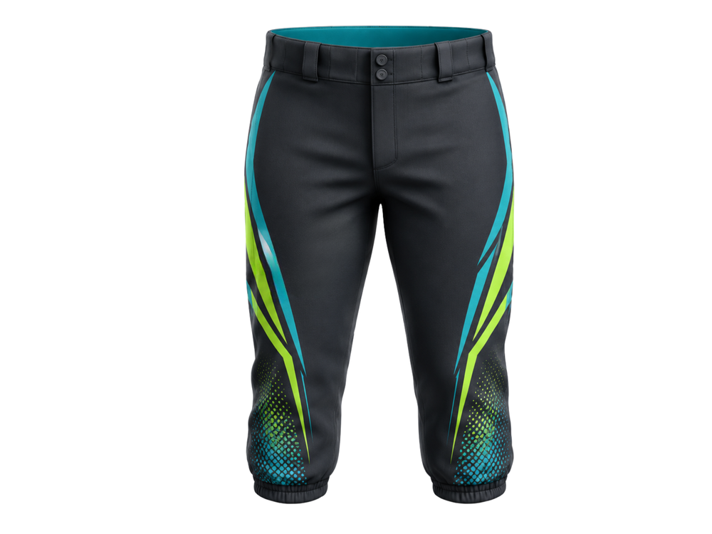 Custom Black Teal Baseball Pants | Wholesale Team Uniform Pants for Bulk Orders front design preview