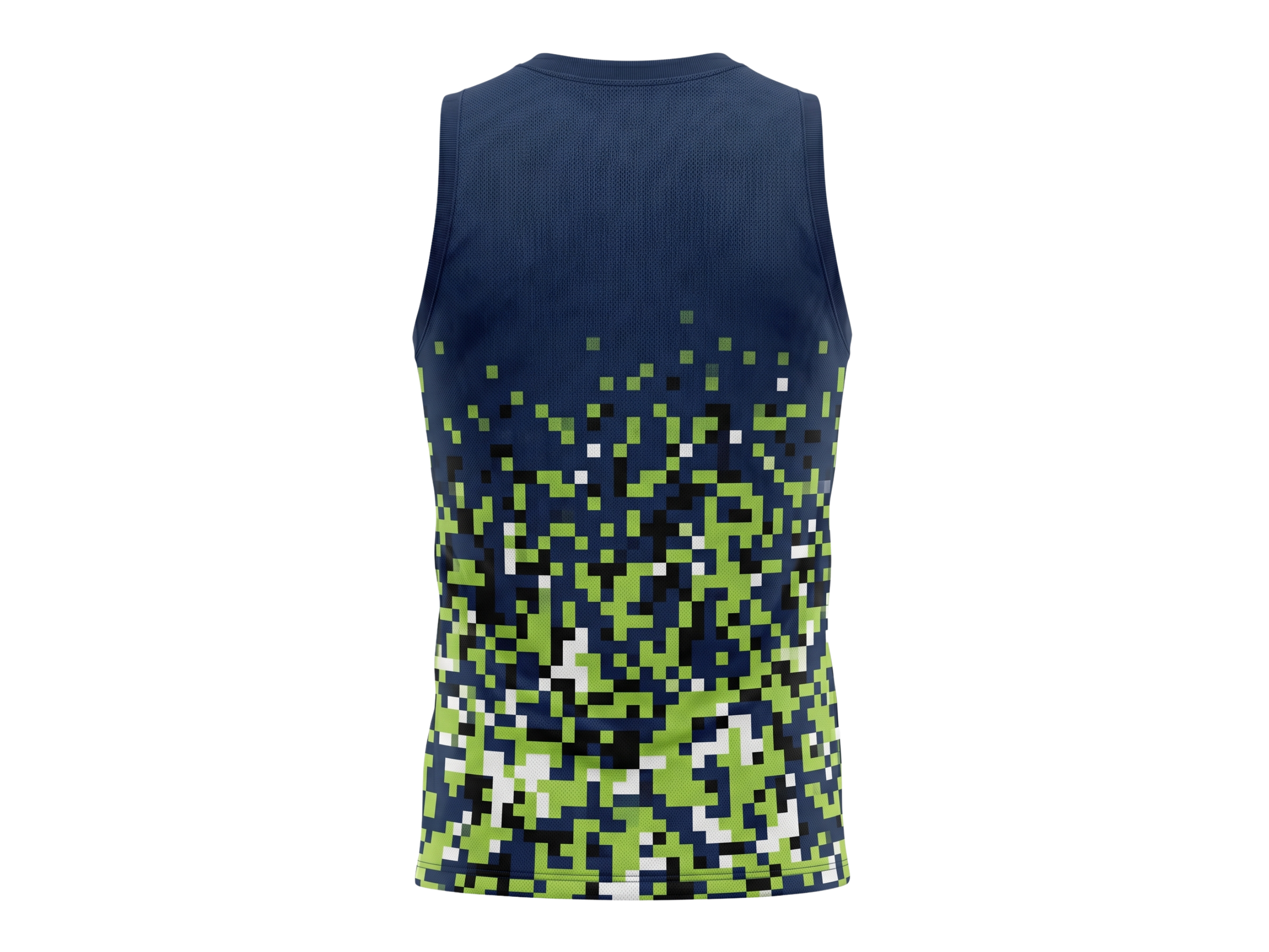Basketball Tank Top – Custom Sublimated Navy Lime Pixel Gradient Design | Wholesale Manufacturer
