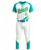 Custom White Teal Lime Baseball Uniform | Wholesale Team Jersey and Pants Set for Bulk Orders