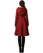 Red Wool Hooded Coat Women Wholesale | Custom A-Line Winter Cape Coat Manufacturer