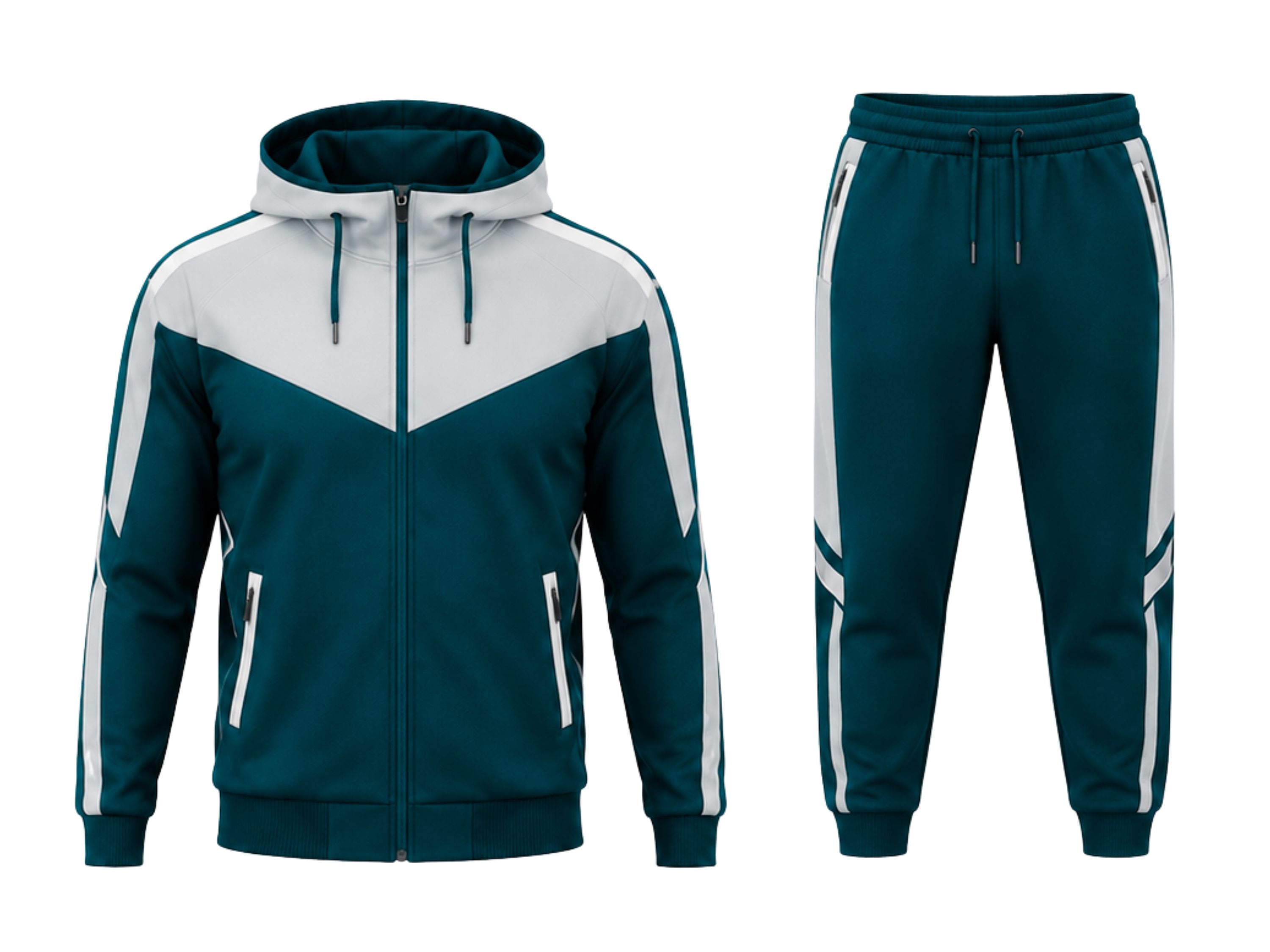 Custom Teal & White Basketball Warmup Track Suit | Wholesale Team Jacket and Pants