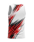 Basketball Tank Top – Custom Sublimated White Red Black Slash Design | Wholesale Manufacturer