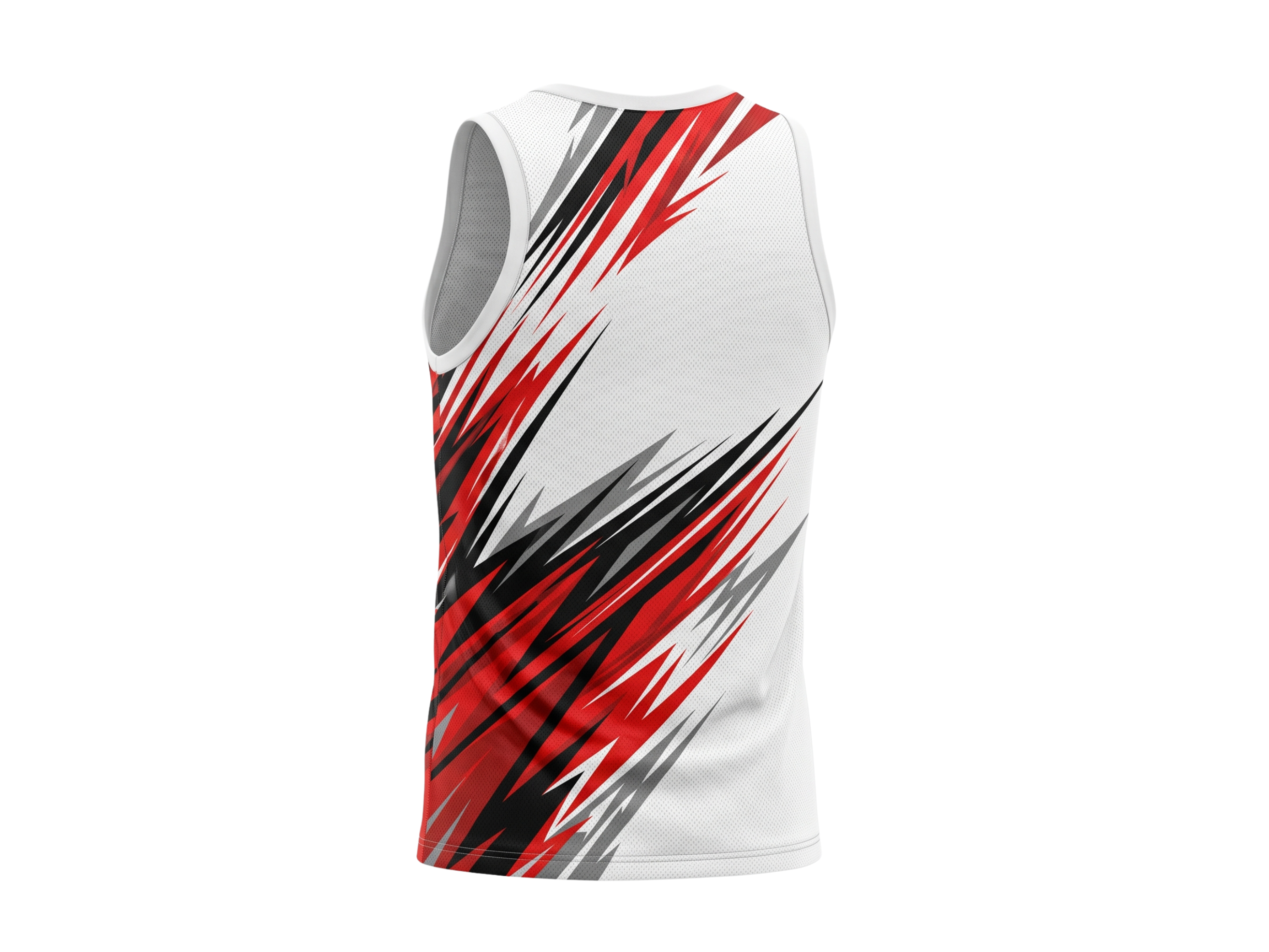 Basketball Tank Top – Custom Sublimated White Red Black Slash Design | Wholesale Manufacturer