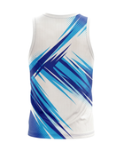 Basketball Tank Top – Custom Sublimated White Blue Streak Design | Wholesale Manufacturer