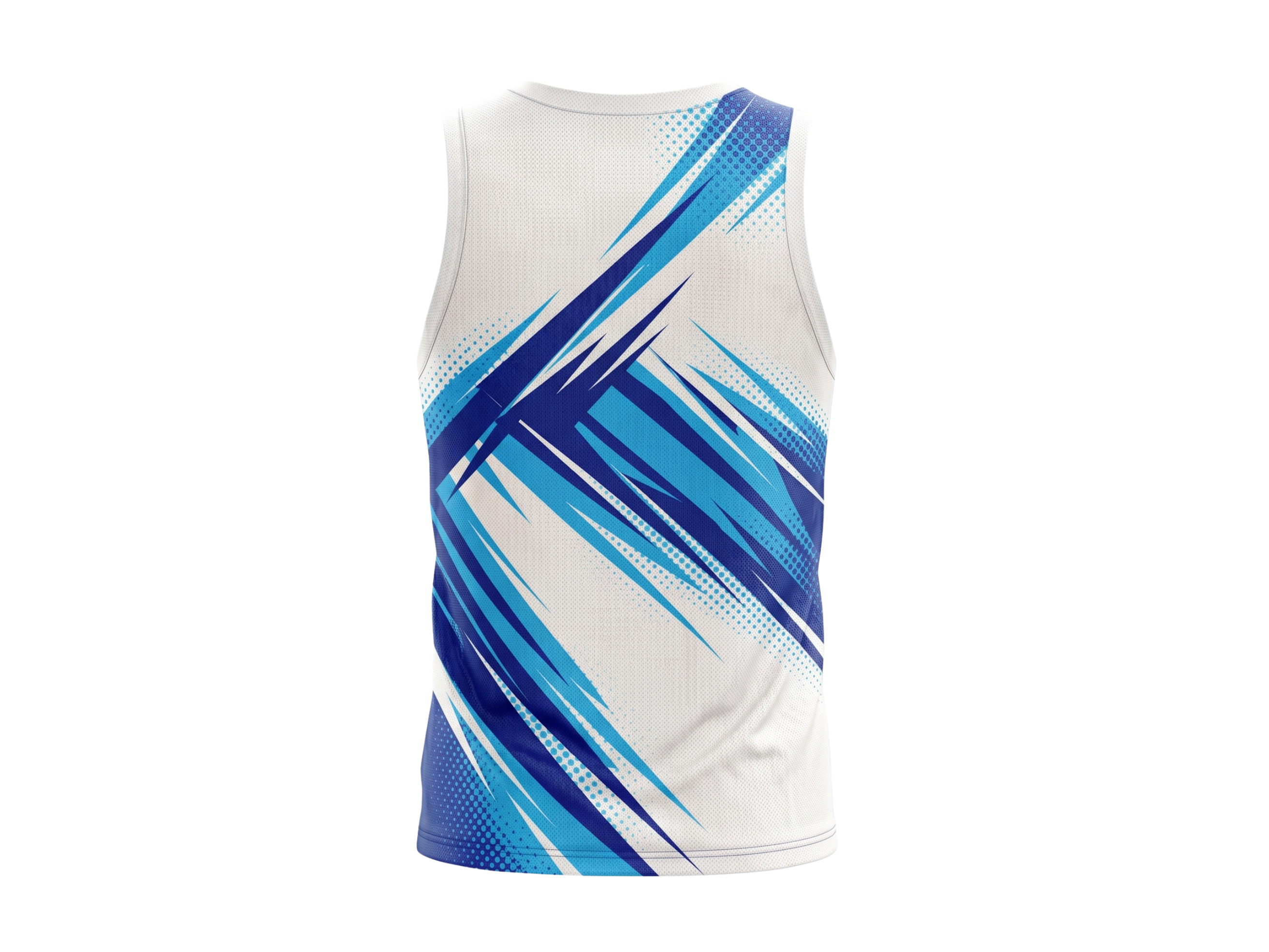 Basketball Tank Top – Custom Sublimated White Blue Streak Design | Wholesale Manufacturer
