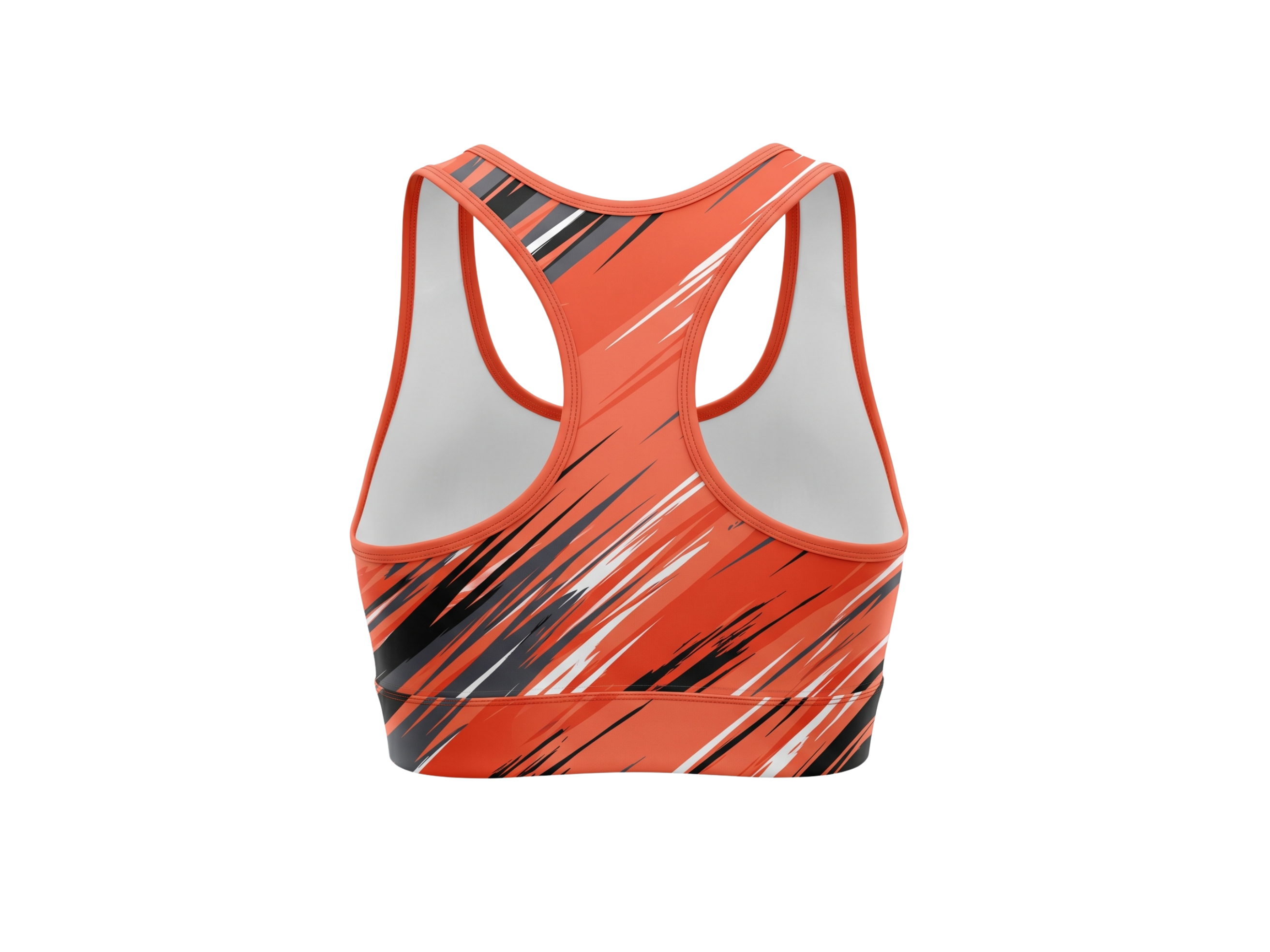 Basketball Sports Bra – Custom Sublimated Coral Orange Black Racerback Design | Wholesale Manufacturer