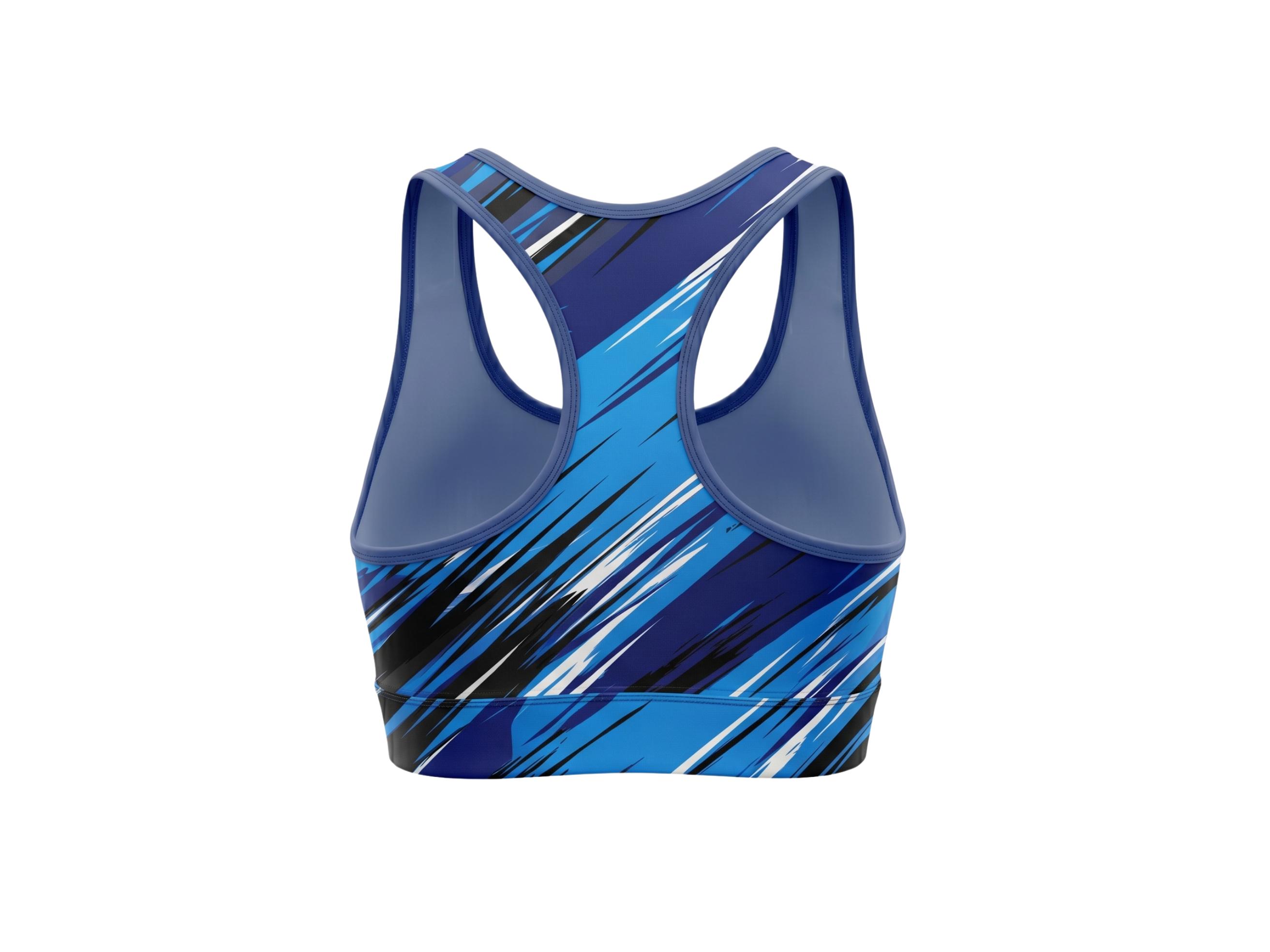 Basketball Sports Bra – Custom Sublimated Electric Blue Black Racerback | Wholesale Manufacturer