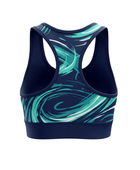 Basketball Sports Bra – Custom Sublimated Teal Navy Swirl Racerback | Wholesale Manufacturer