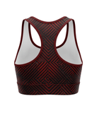 Basketball Sports Bra – Custom Sublimated Burgundy Black Geometric Racerback | Wholesale Manufacturer