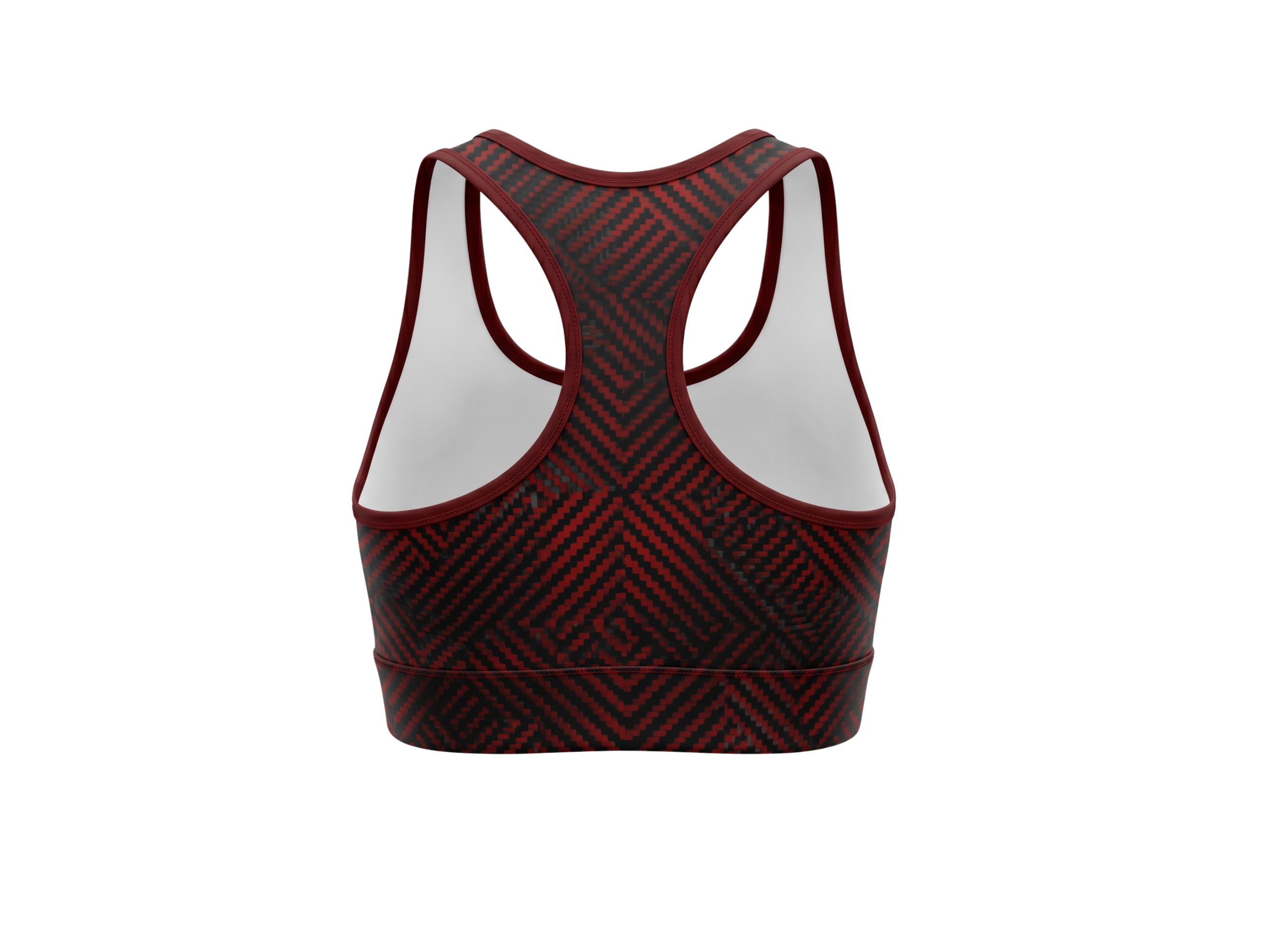 Basketball Sports Bra – Custom Sublimated Burgundy Black Geometric Racerback | Wholesale Manufacturer