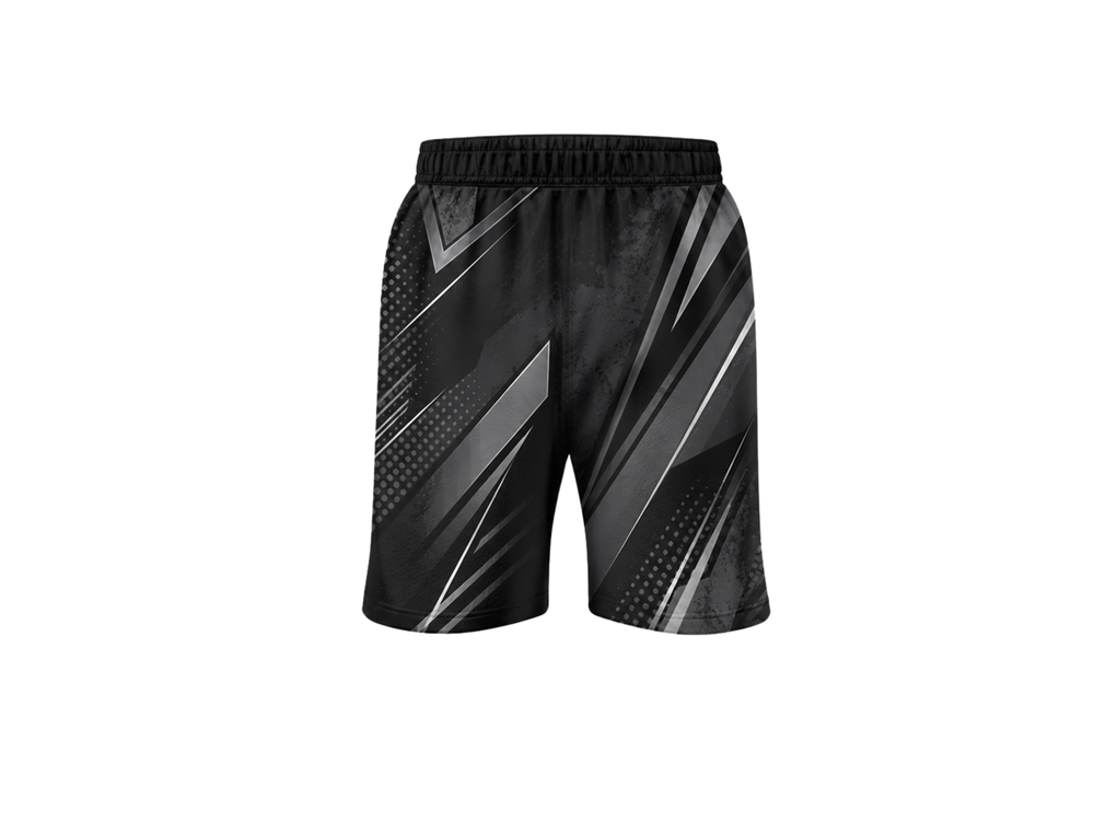 Black & Gray ESports Shorts – Custom Team Gaming Uniform, Wholesale Bulk, Low MOQ front design preview