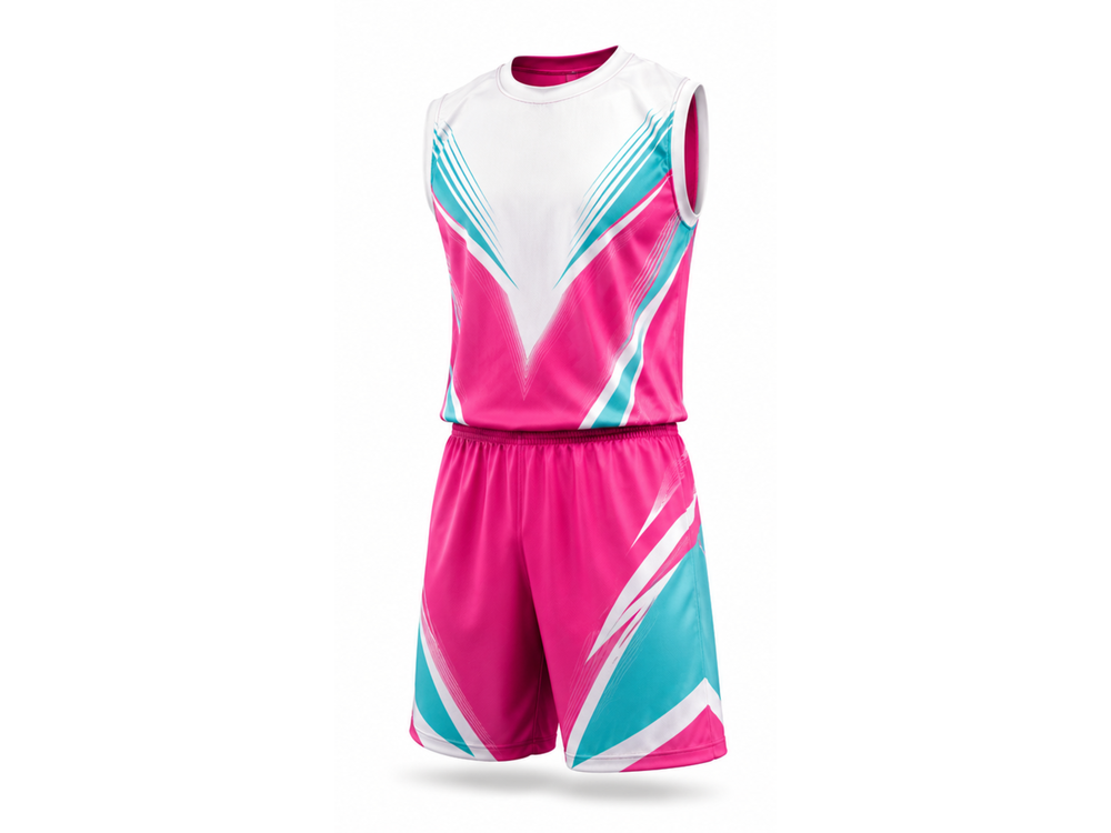 Flag Football Pink/Teal and white Uniform Set Wholesale Custom Jerseys & Shorts, Low MOQ front design preview