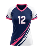 Custom Navy Pink Volleyball Libero Jersey – Sublimated Short Sleeve Team Uniform