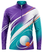 Custom Table Tennis Quarter Zip Top – Purple Teal Ping Pong Teamwear for Wholesale Buyers