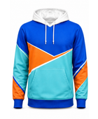 Blue & Orange Full Sleeve Sports Hoodie – Team Athletic Hoodie, Wholesale Bulk, Low MOQ