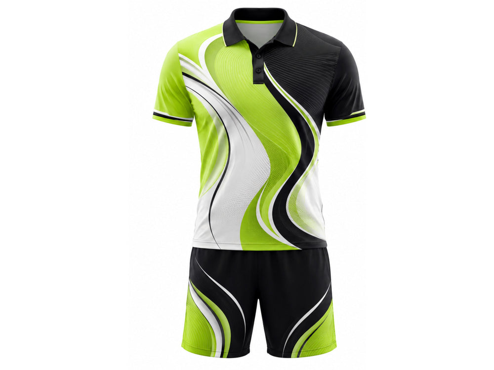 Disc Golf Uniform Custom Team B2B Jersey & Shorts Green & Black Wholesale front design preview