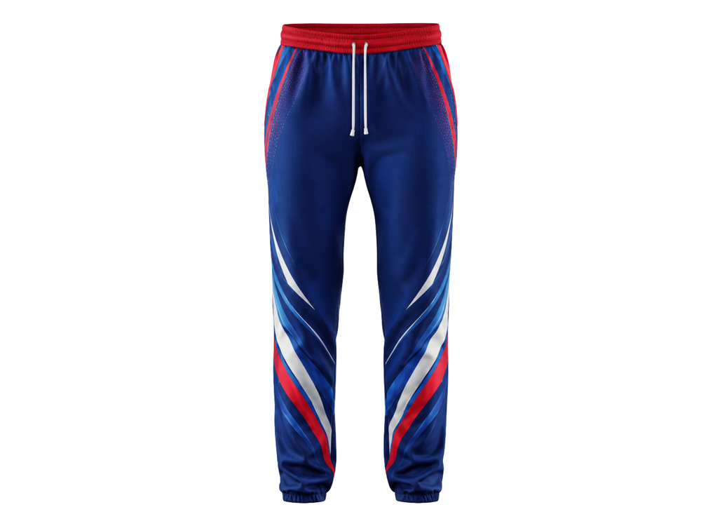 Corn Hole Performance Pants Blue,Red and White Team B2B Activewear front design preview