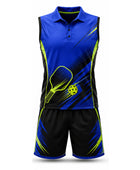 Custom Pickleball Jersey and Shorts Set | Wholesale Pickleball Team Uniform | Blue Black Lime Green | Apparels Bridge