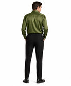 Wholesale Olive Green Satin Men Shirt, Custom Slim Fit Long Sleeve Button Up Shirt Manufacturer for Private Label Brands