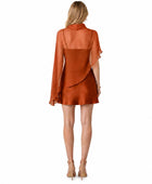 Wholesale Orange Satin Short Prom Dress, Custom Draped Mini Formal Dress Manufacturer for Private Label Boutique Brands