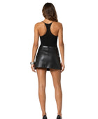 Black Lambskin Leather Micro Skort Wholesale | Custom Private Label Women’s Mini Shorts Manufacturer