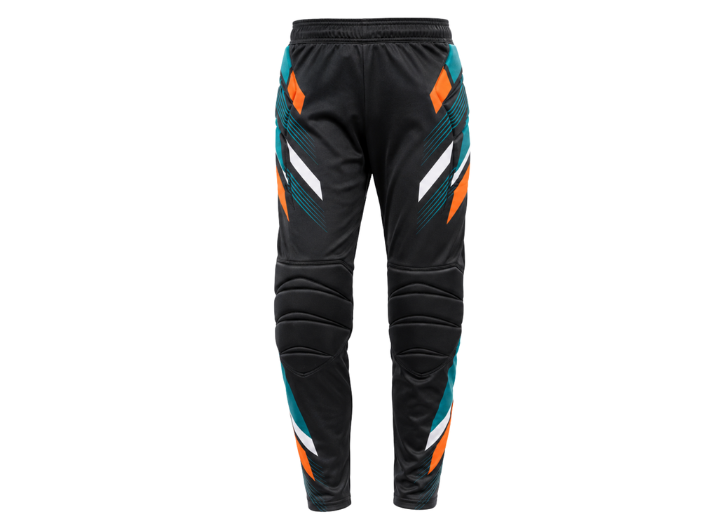 Custom Black Teal Soccer Pants | Wholesale Team Training Trousers for Bulk Orders front design preview