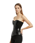 Black Cosplay PVC Overbust Corset Wholesale | Glossy Gothic Bustier Manufacturer