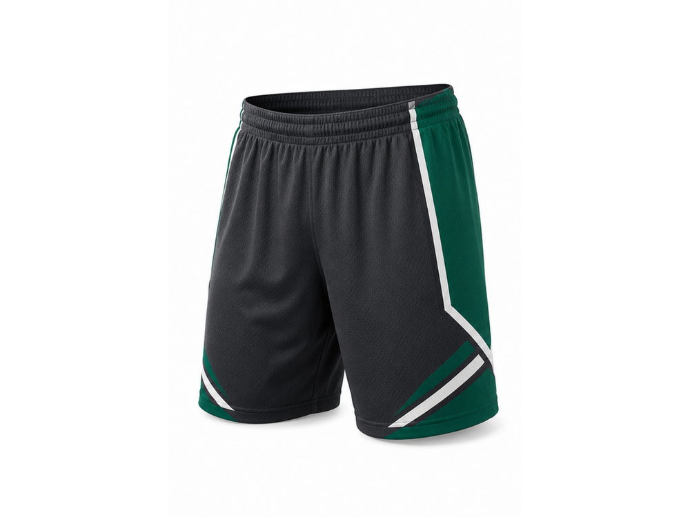 Black & Green Custom Football Shorts – Wholesale Bulk Team Uniform, Low MOQ, B2B Performance Apparel front design preview