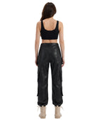Women’s Black Leather Cargo Pants Wholesale | Custom Private Label Utility Trousers Manufacturer