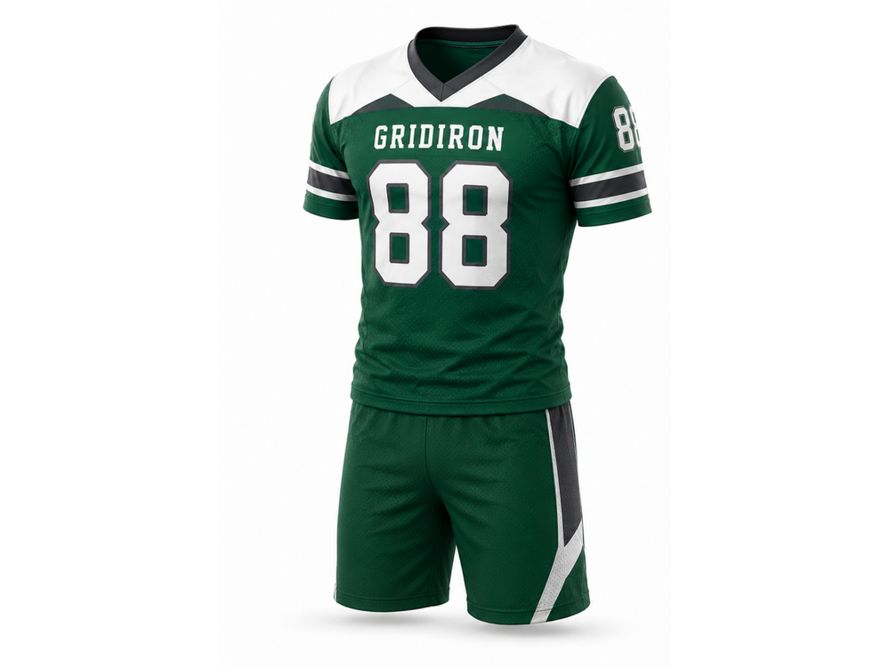 Green & White Custom Football Uniform – Wholesale Bulk Team Kit, Low MOQ, B2B Performance Apparel front design preview