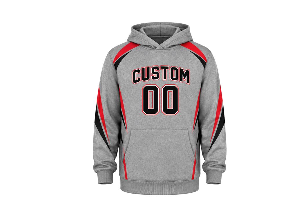 Custom Grey Soccer Hoodie | Wholesale Team Warmup Hoodie for Clubs Schools and Bulk Orders front design preview