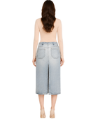 Custom Women’s Button-Front Denim Midi Skirt for Private Labels