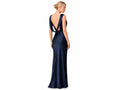 Wholesale Navy Satin Prom Dress, Custom Fitted Bateau Neck Formal Gown Manufacturer for Boutique Private Label Brands