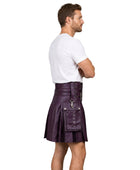 Men’s Gothic Leather Utility Kilt Wholesale | D-Ring Chain Cargo Pocket Kilt Manufacturer