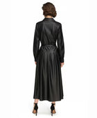 Women’s Genuine Leather Midi Shirt Dress Wholesale | Custom Private Label A-Line Dress Manufacturer
