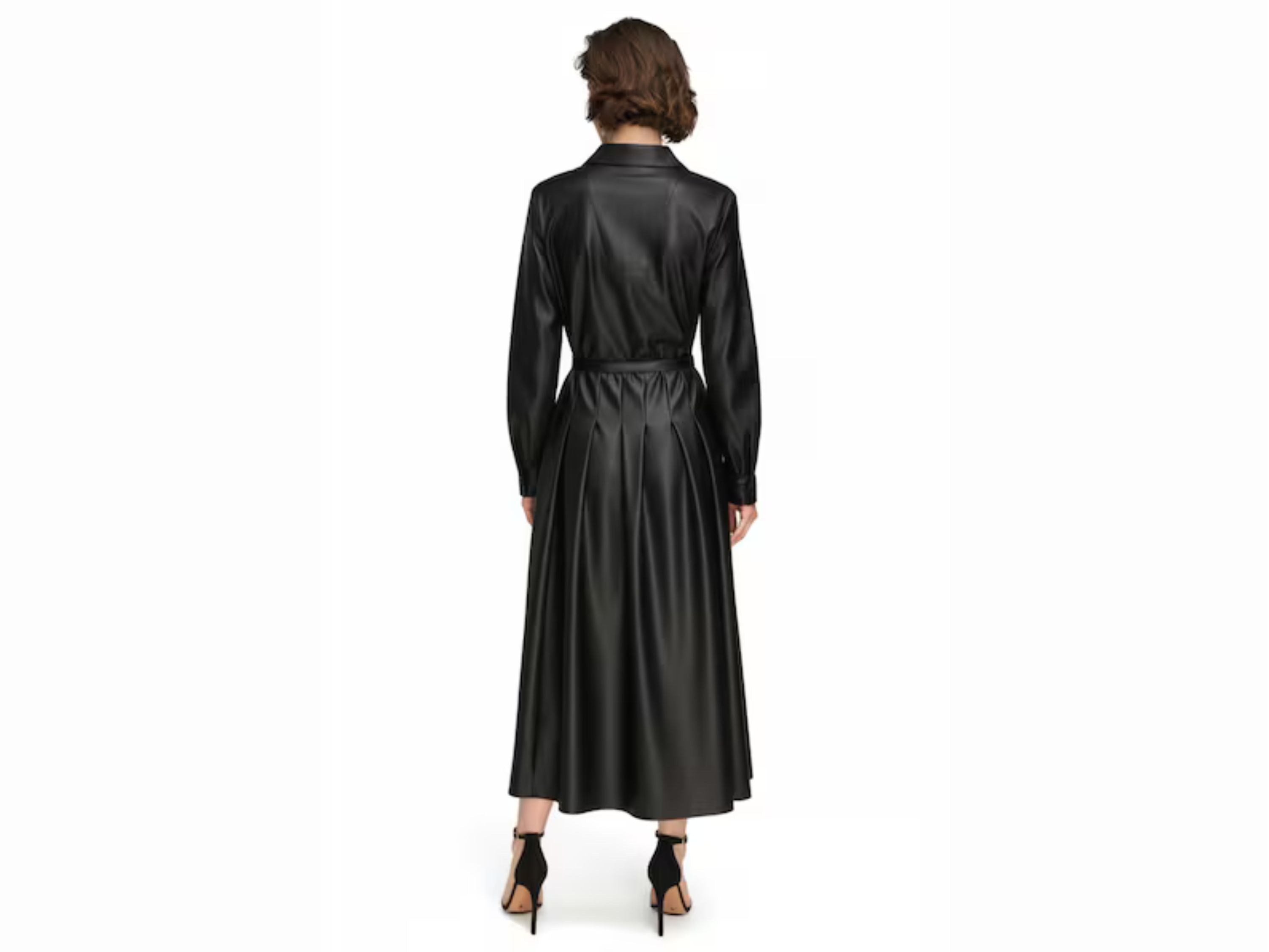 Women’s Genuine Leather Midi Shirt Dress Wholesale | Custom Private Label A-Line Dress Manufacturer