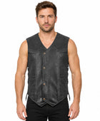 Black Distressed Leather Biker Vest Wholesale | Custom Outlaw Motorcycle Vest Manufacturer