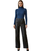 Women’s Black Calf Leather Trousers Wholesale | Custom Private Label Leather Pants Manufacturer