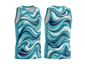 Basketball Tank Top – Custom Sublimated Aqua Blue Wave Design | Wholesale Manufacturer