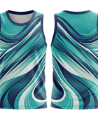 Basketball Tank Top – Custom Sublimated Teal Navy Wave Design | Wholesale Manufacturer