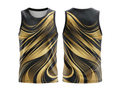 Basketball Tank Top – Custom Sublimated Black Gold Wave Design | Wholesale Manufacturer