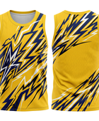 Basketball Tank Top – Custom Sublimated Yellow Navy Lightning Design | Wholesale Manufacturer