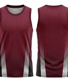 Basketball Tank Top – Custom Sublimated Burgundy Gray Side Panel Design | Wholesale Manufacturer