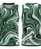Basketball Tank Top – Custom Sublimated Green Marble Swirl Design | Wholesale Manufacturer