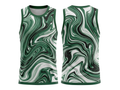Basketball Tank Top – Custom Sublimated Green Marble Swirl Design | Wholesale Manufacturer