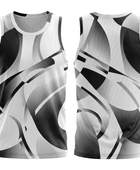 Basketball Tank Top – Custom Sublimated Black White Abstract Curve Design | Wholesale Manufacturer
