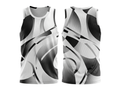 Basketball Tank Top – Custom Sublimated Black White Abstract Curve Design | Wholesale Manufacturer